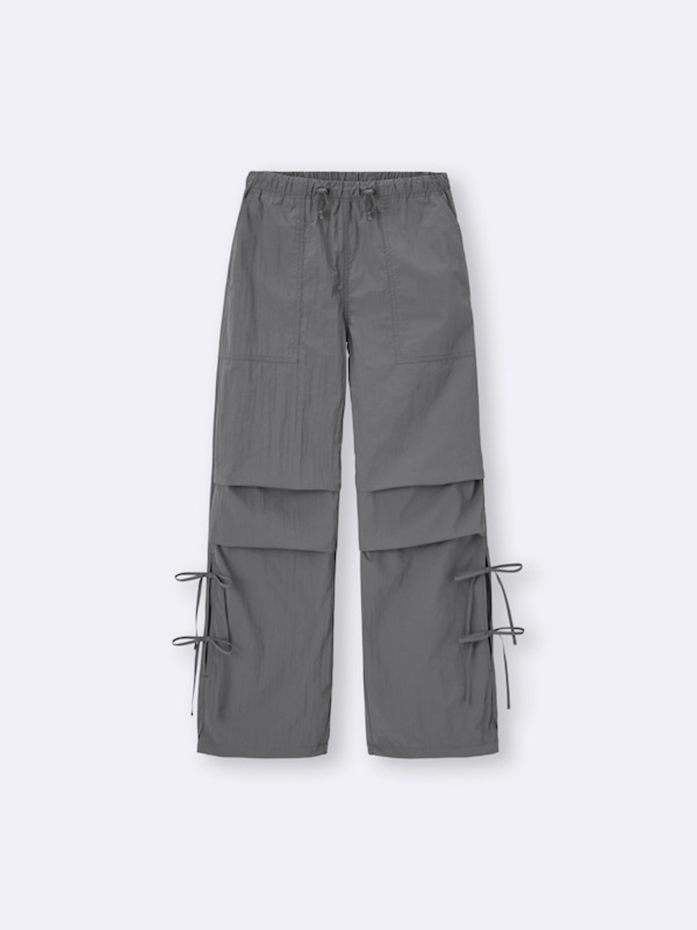 GU Gray Women’s Parachute Pants with Tie Details NWOT